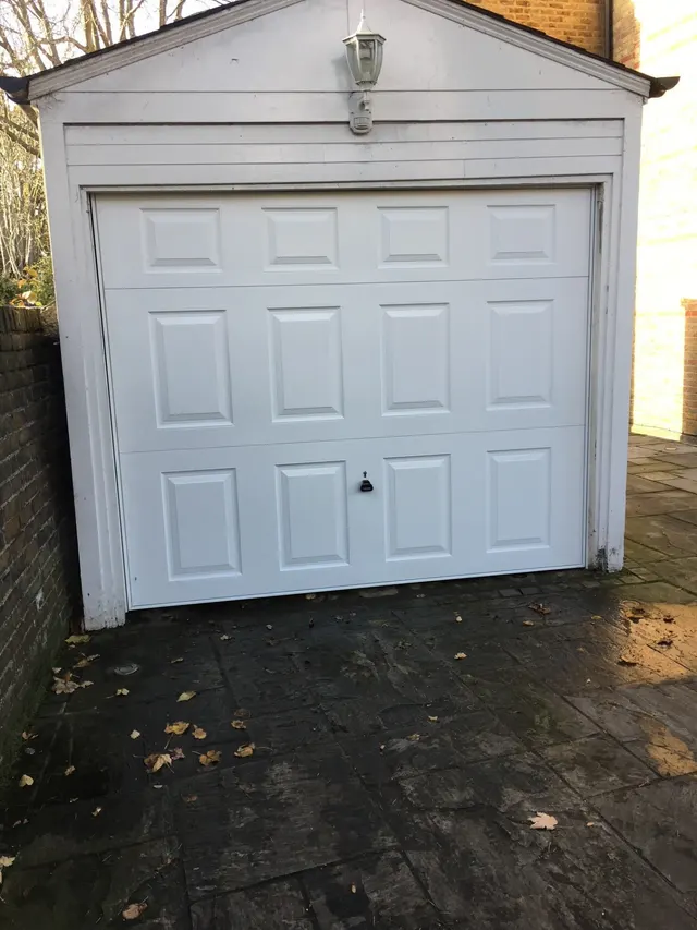 Insulated sectional garage door fitted to a new build garage